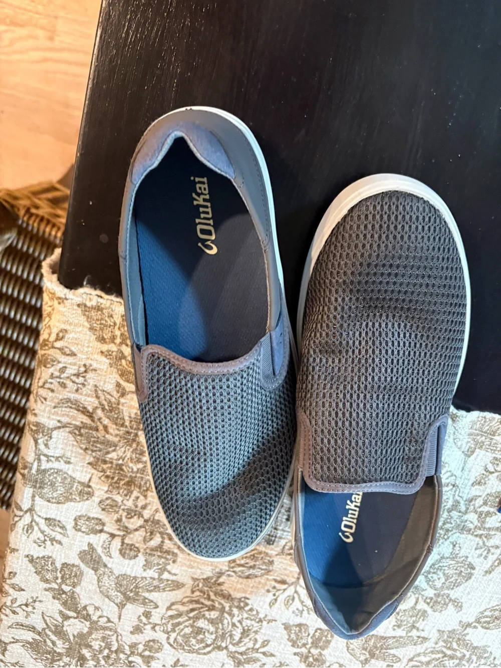 OluKai Men's Gray Mesh Slip-On Casual Loafers